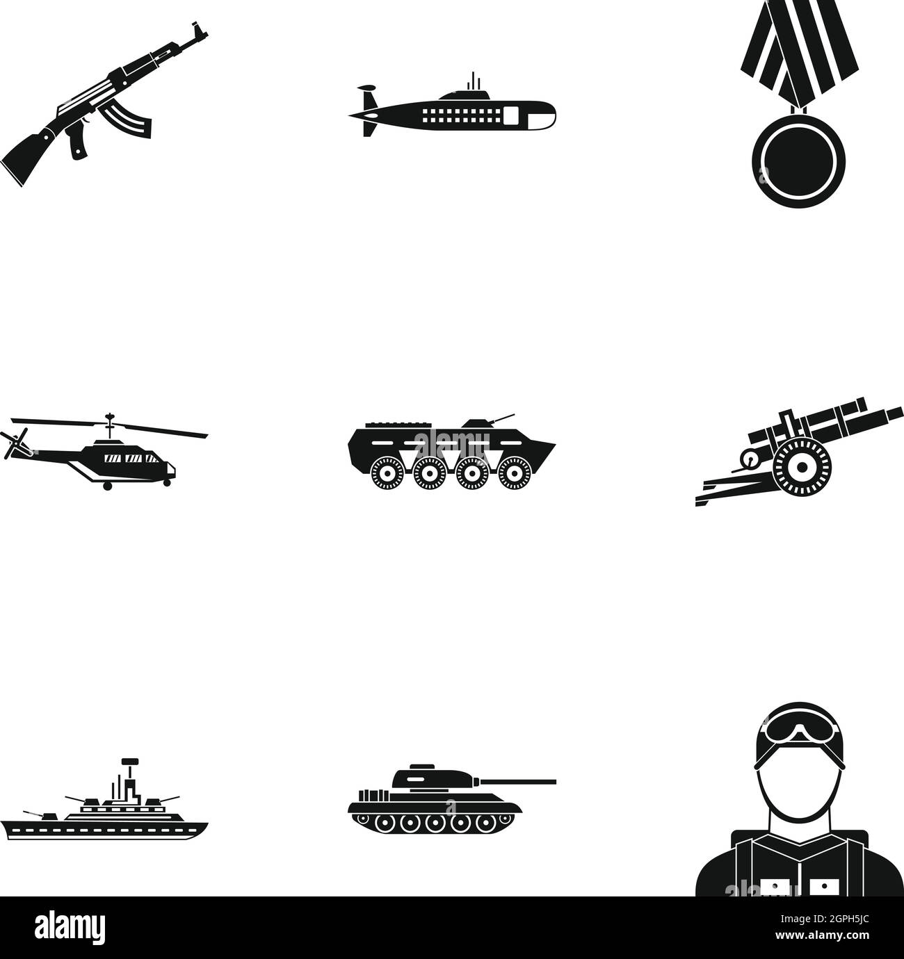 Militärische Verteidigung Icons Set, einfachen Stil Stock Vektor