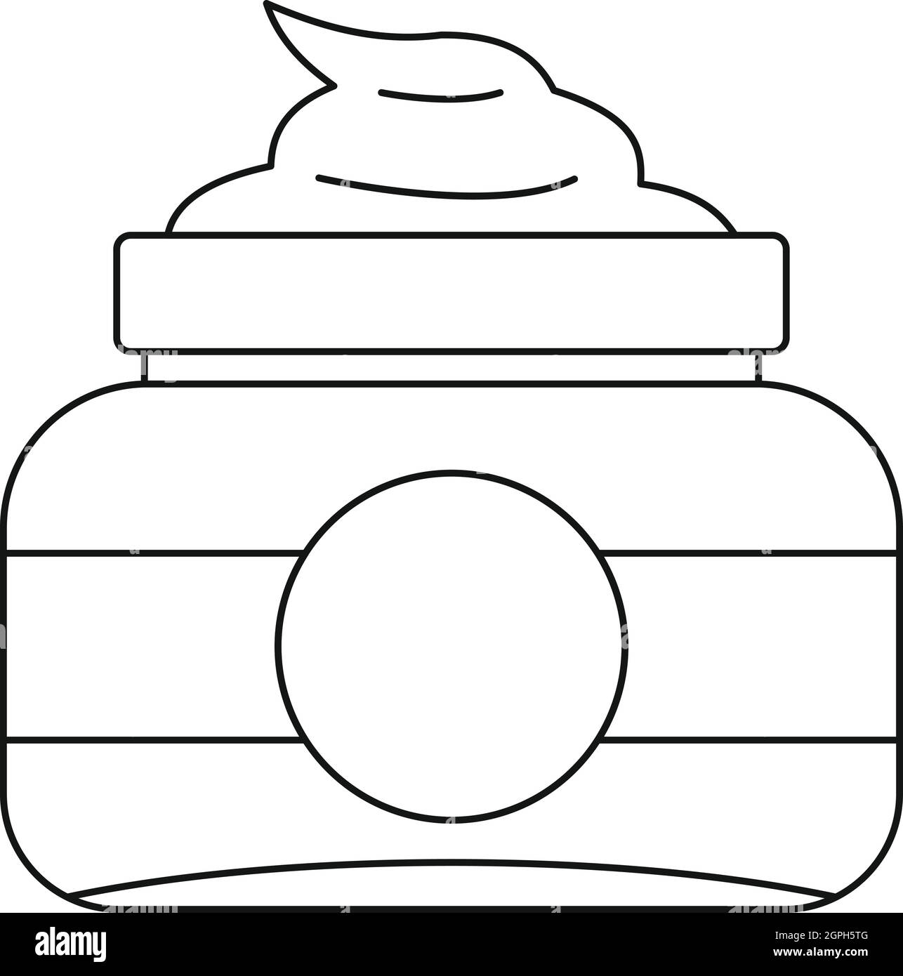 Kosmetischen Creme Container Gesichtssymbol, Umriss-Stil Stock Vektor