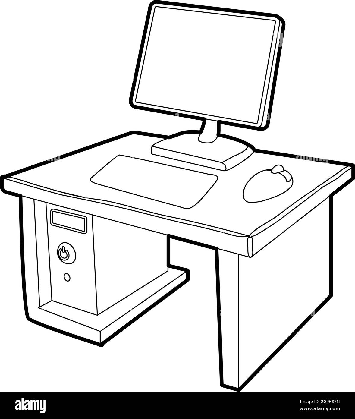 Schreibtisch mit Computer-Symbol, isometrischen 3d Stil Stock Vektor