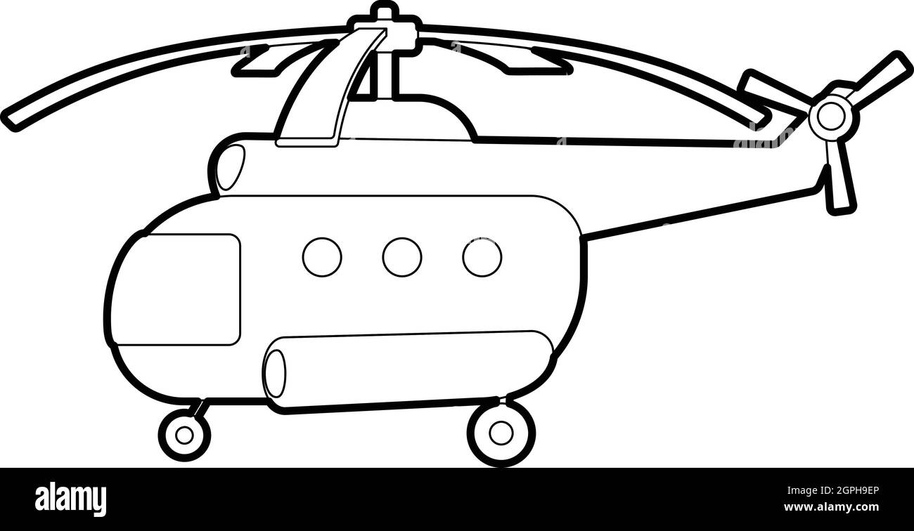 Hubschrauber-Symbol, Umriss-Stil Stock Vektor