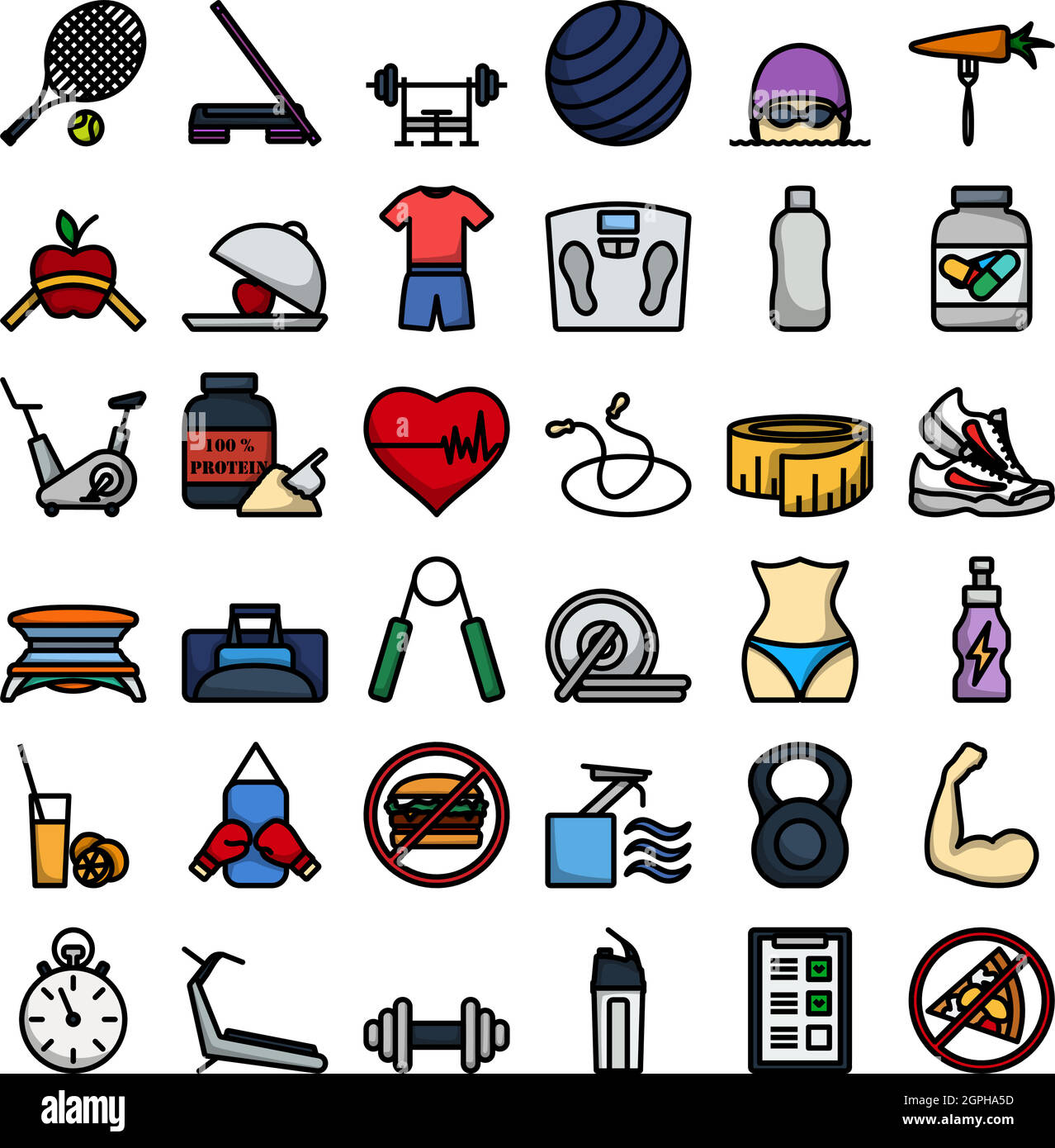 Fitness-Icon-Set Stock Vektor