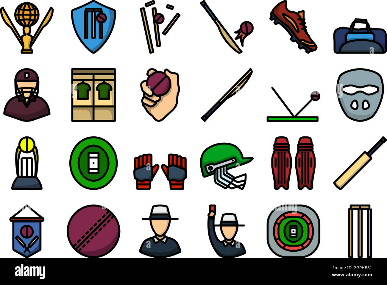 Cricket-Icon-Set Stock Vektor