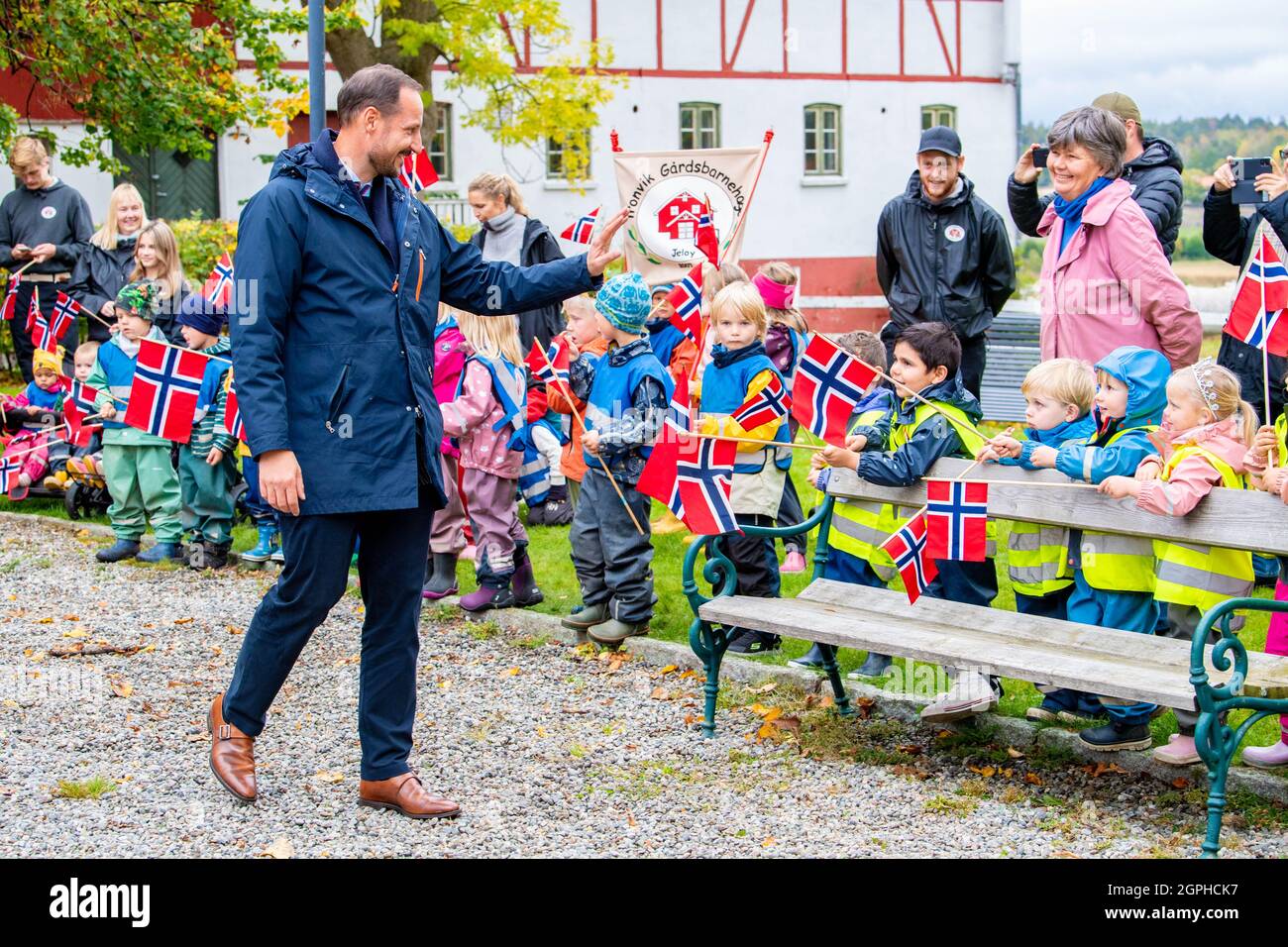 Kronprinz Haakon von Norwegen bei einem Besuch in Moss, Norwegen, am