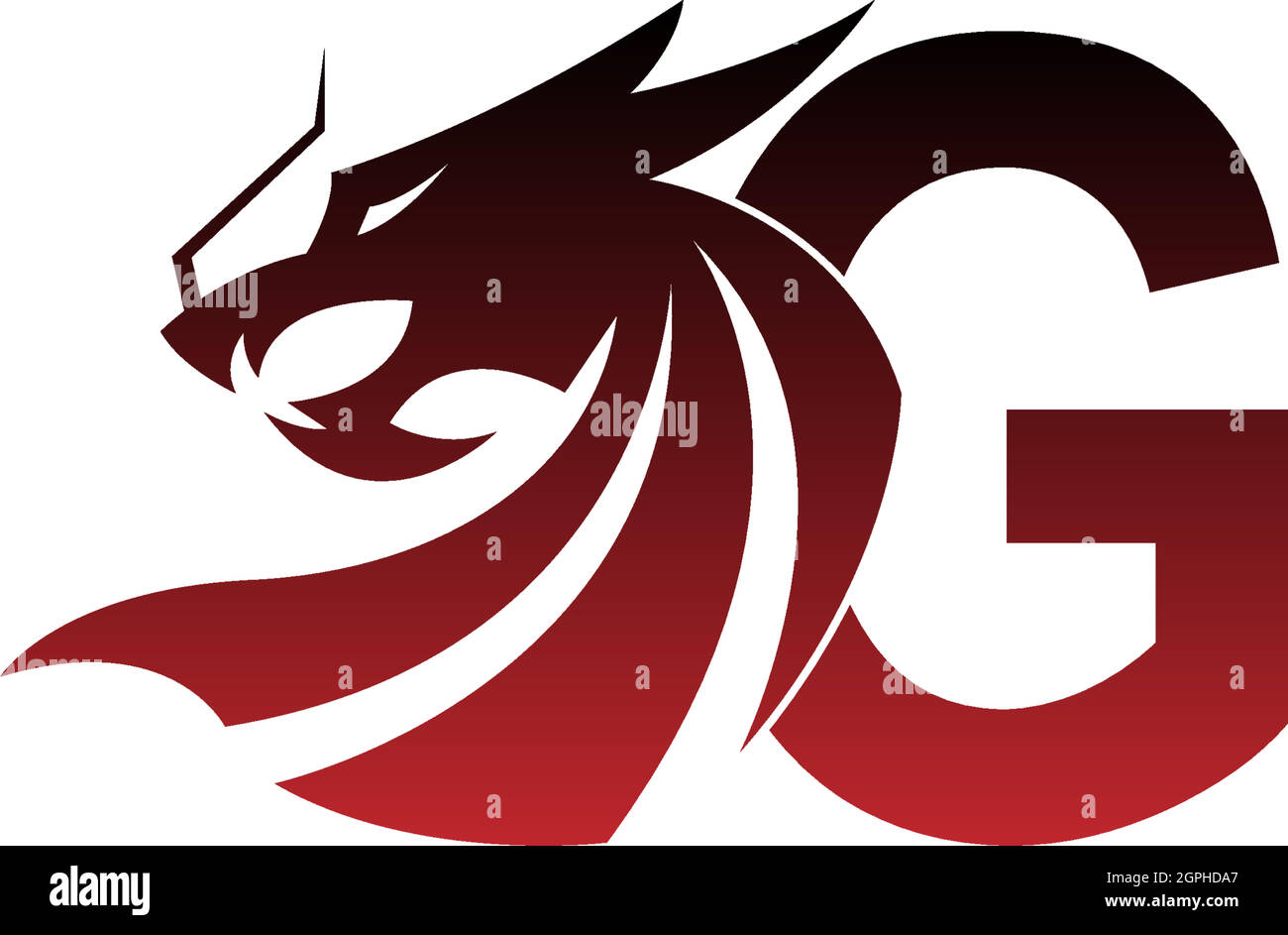 Buchstabe G-Logo-Symbol mit Drachen-Design-Vektor Stock Vektor