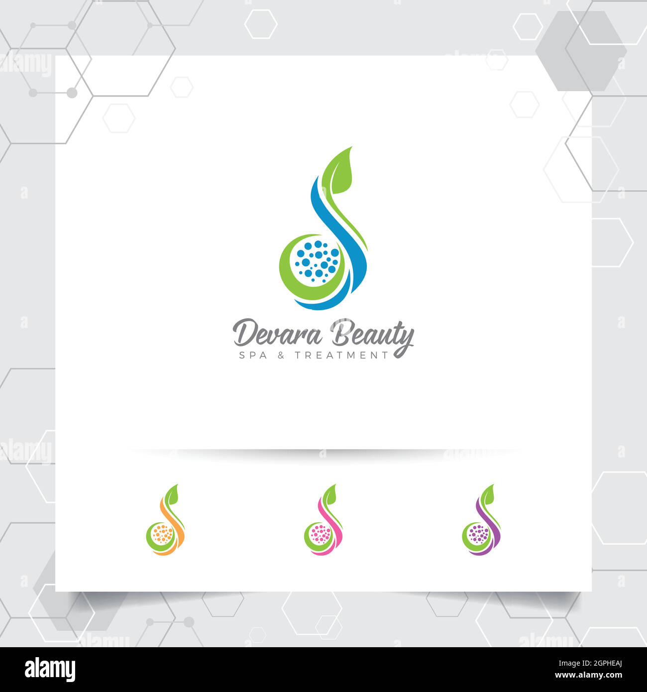 Spa Beauty Logo Vektor-Design mit Konzept der grünen Natur. Spa- und Behandlungslogo für Schönheitssalon-Klinik. Stock Vektor