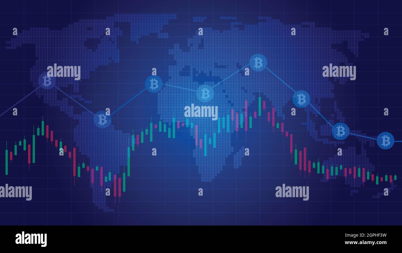 Aktienmarkt Candlestick Finanzanalyse Zusammenfassung, Bitcoin-Chart, konstant, stationär, fest, Stabile, stabile, statische Darstellung Stock Vektor