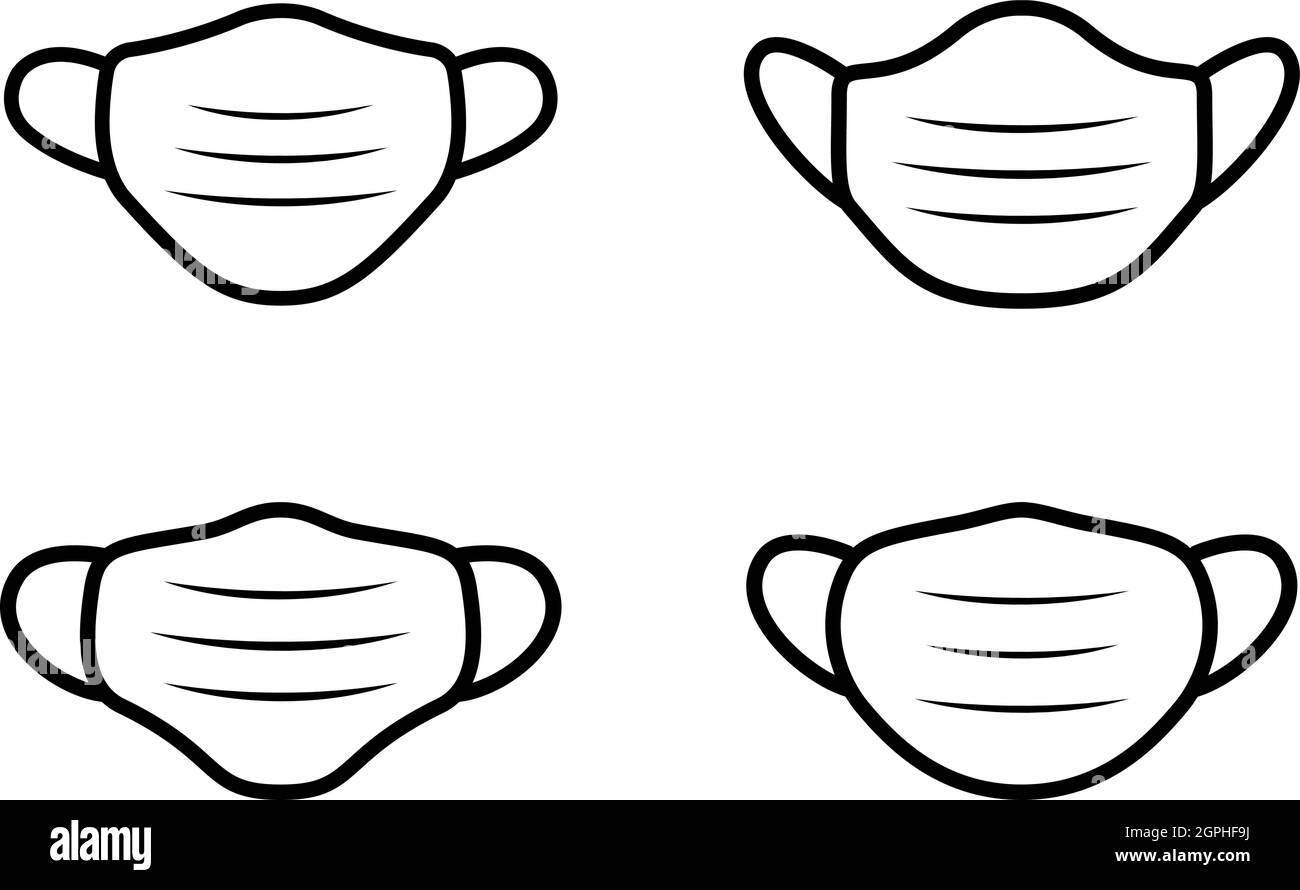 Abbildung des Vektorsymbols für eine umrissene medizinische Gesichtsmaske Stock Vektor