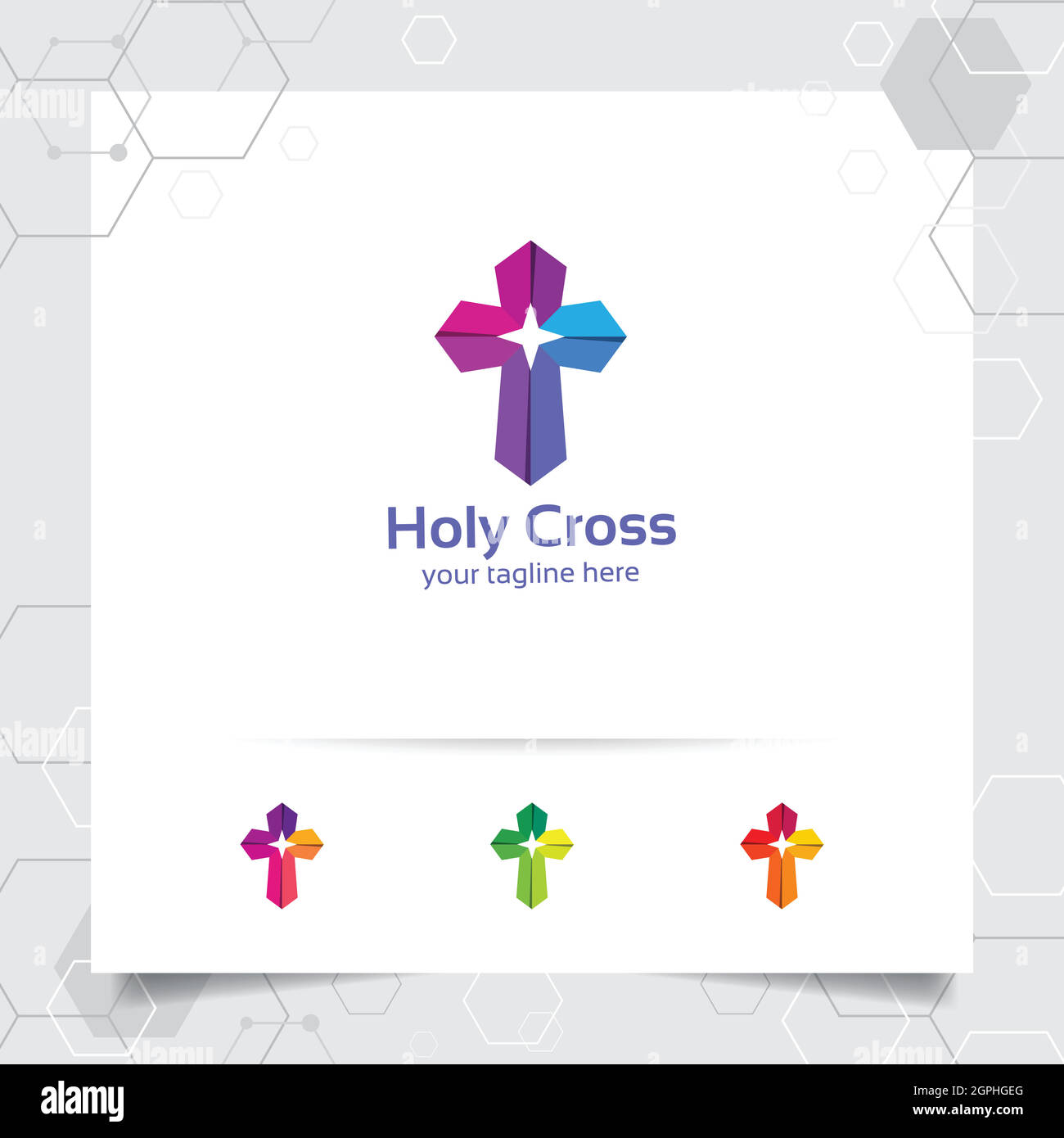 Christliches Kreuz-Logo-Design mit dem Konzept des religiösen Symbols. Kreuzvektorikon für Kirche, Taufe Stock Vektor