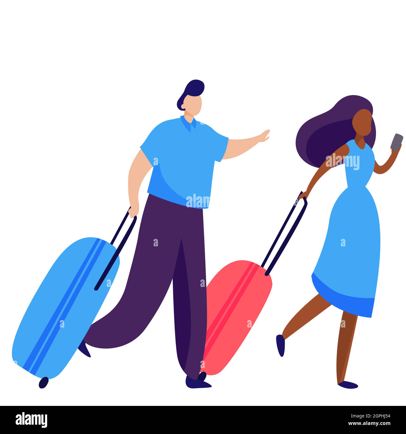 Ein paar rollende Koffer für Beifahrer Stock Vektor