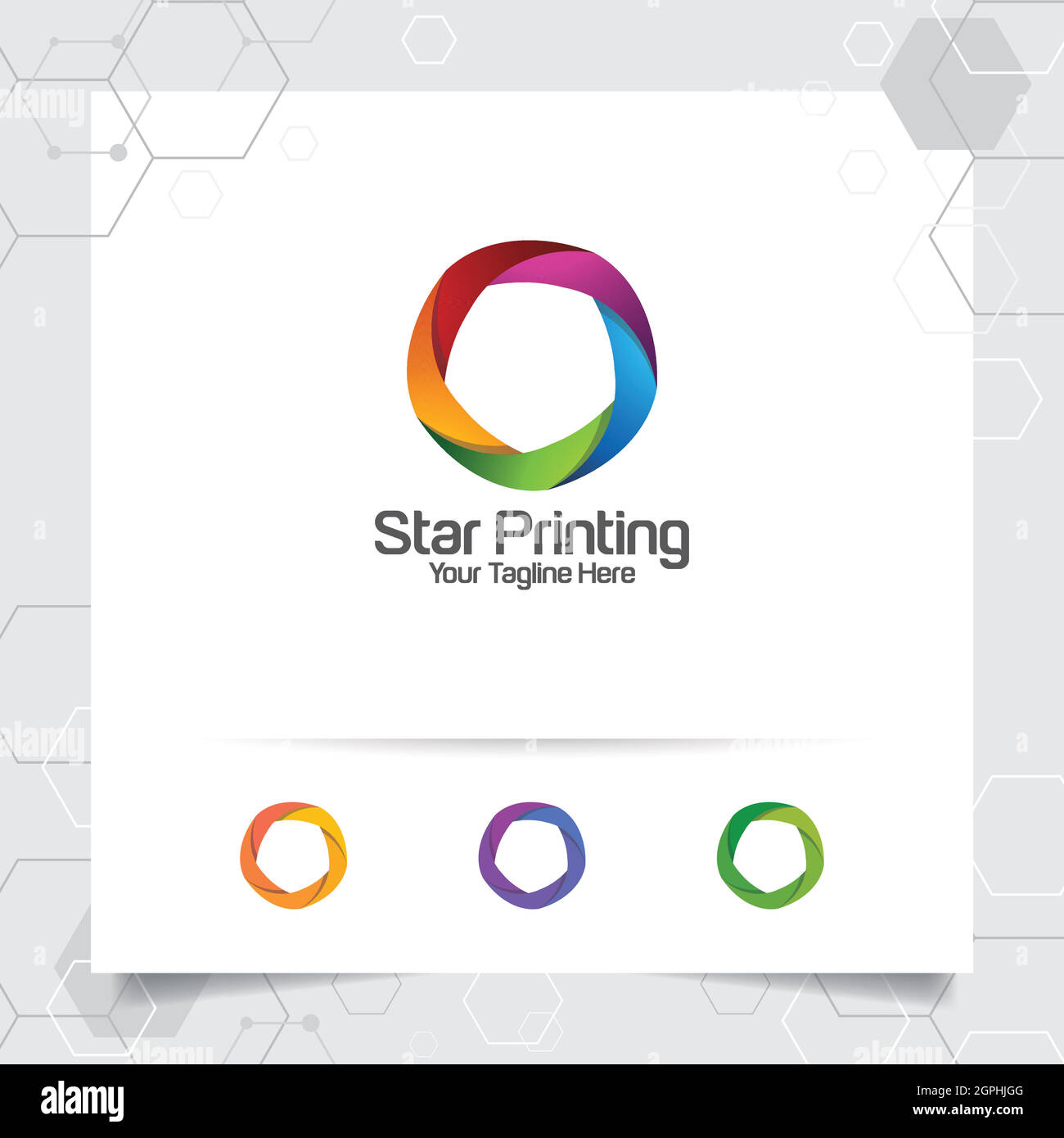 Star Logo Design-Konzept der verbundenen Schleife Symbol, bunte Stern Vektor-Logo für den Druck, Studio und Technologie verwendet. Stock Vektor