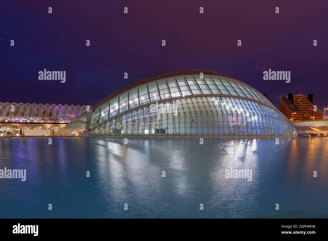 Stadt der Künste und Wissenschaften oder Ciudad de las Artes y las Ciencias, Valencia, Comunidad Valenciana, Spanien Stockfoto