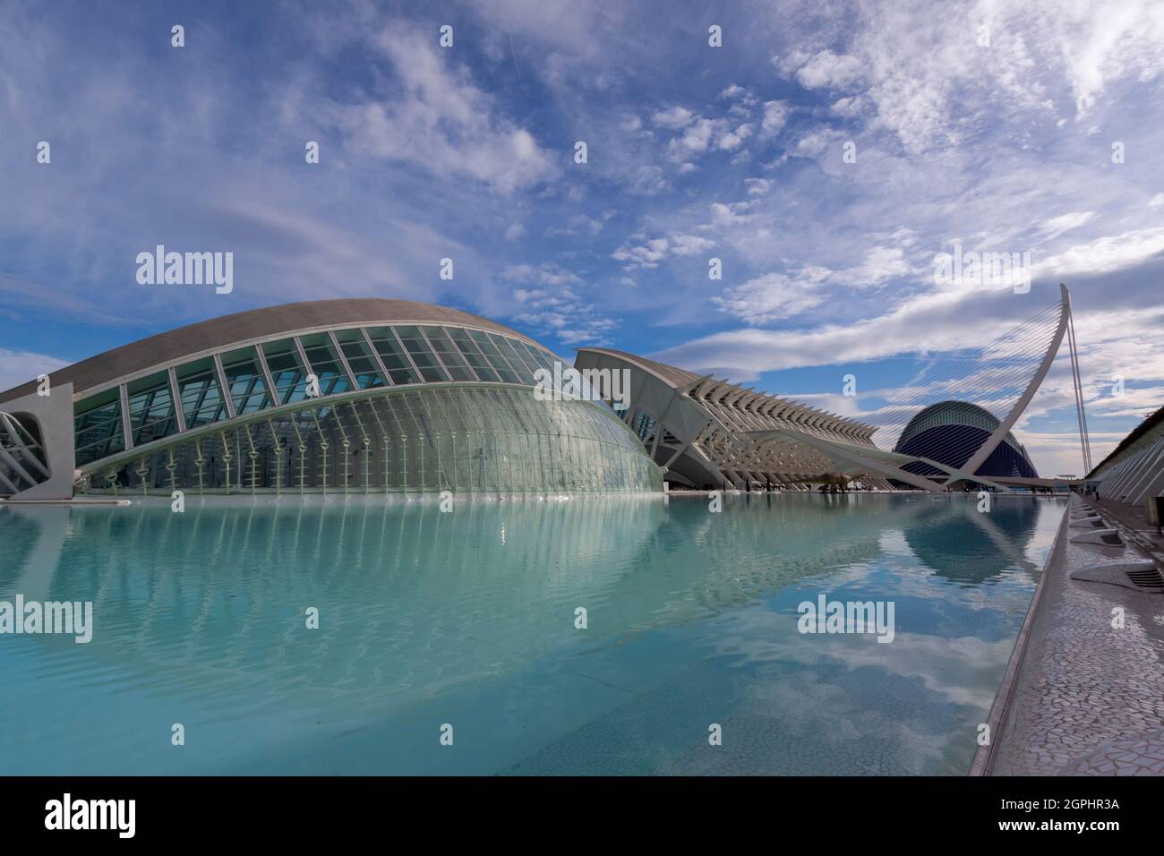 Stadt der Künste und Wissenschaften oder Ciudad de las Artes y las Ciencias, Valencia, Comunidad Valenciana, Spanien Stockfoto