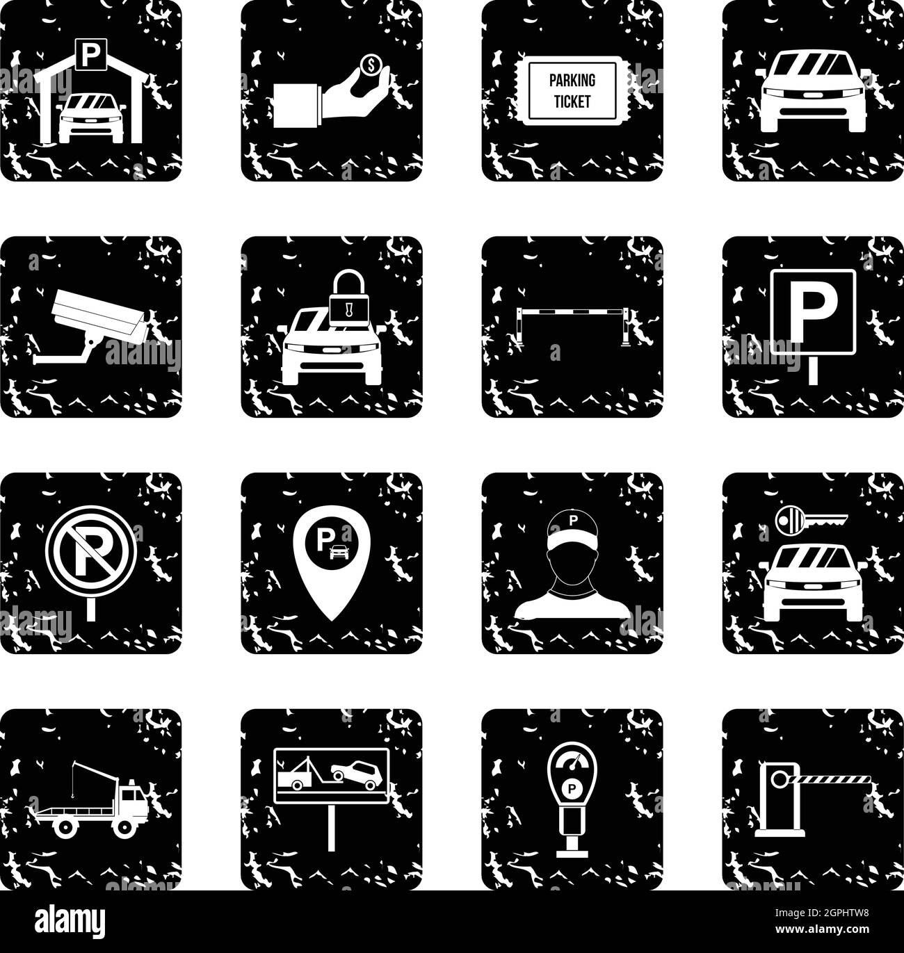 Parken Reihe stellen Icons, Grunge-Stil Stock Vektor