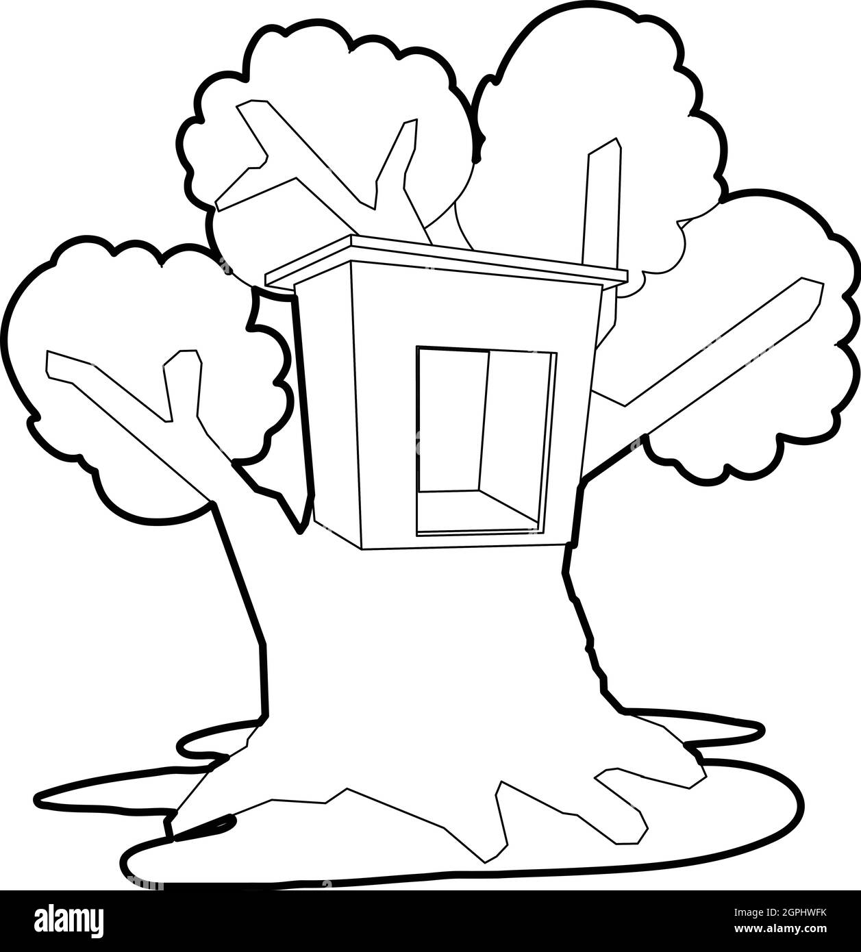 Baumhaus-Symbol, Umriss-Stil Stock Vektor