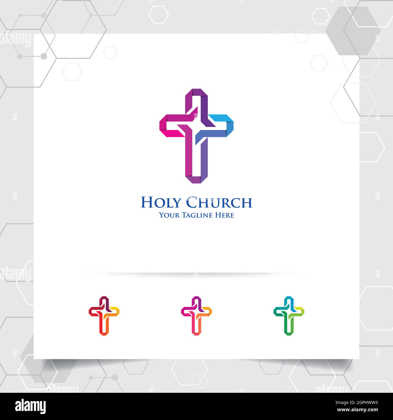 Christliches Kreuz-Logo-Design mit dem Konzept des religiösen Symbols.  Kreuzvektorikon für Kirche, Taufe Stock-Vektorgrafik - Alamy
