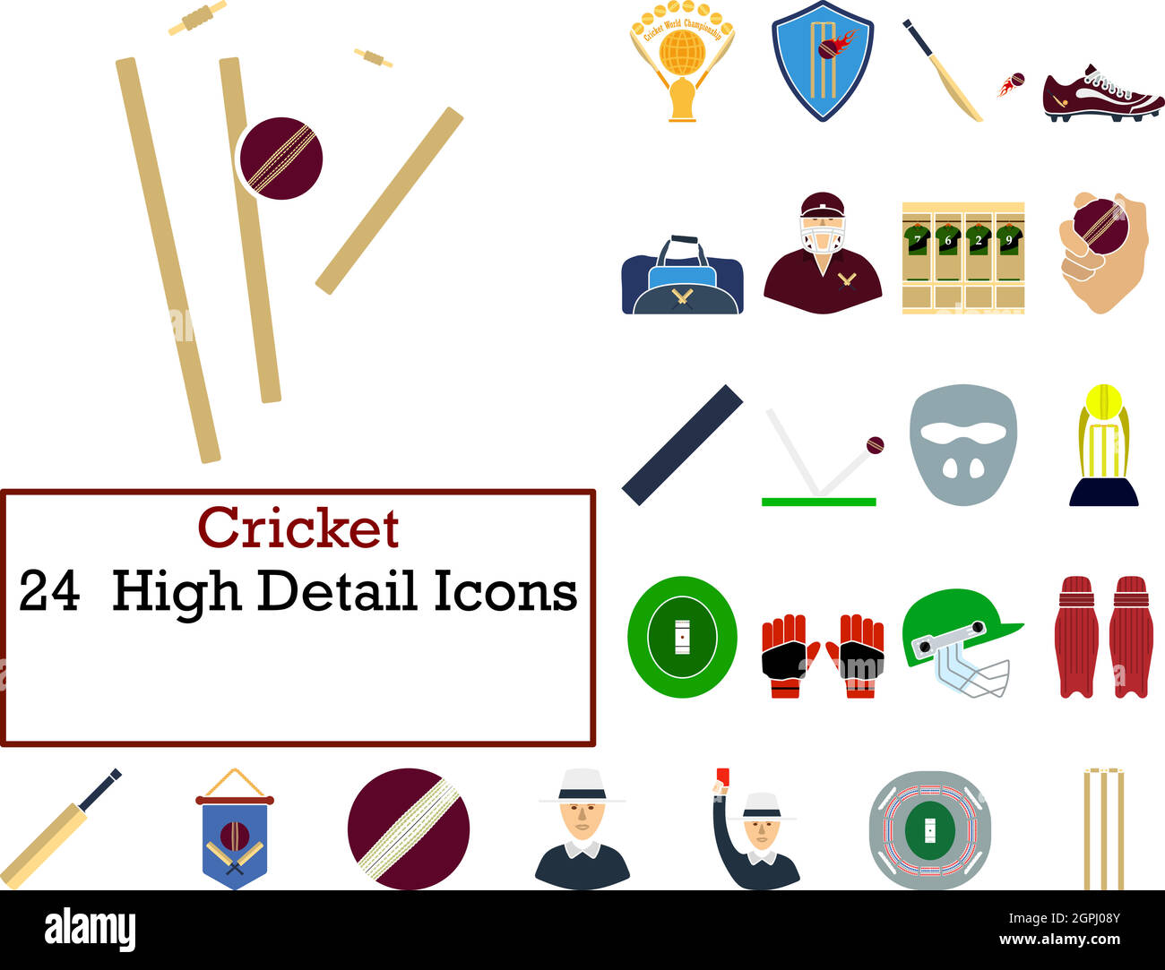 Cricket-Icon-Set Stock Vektor