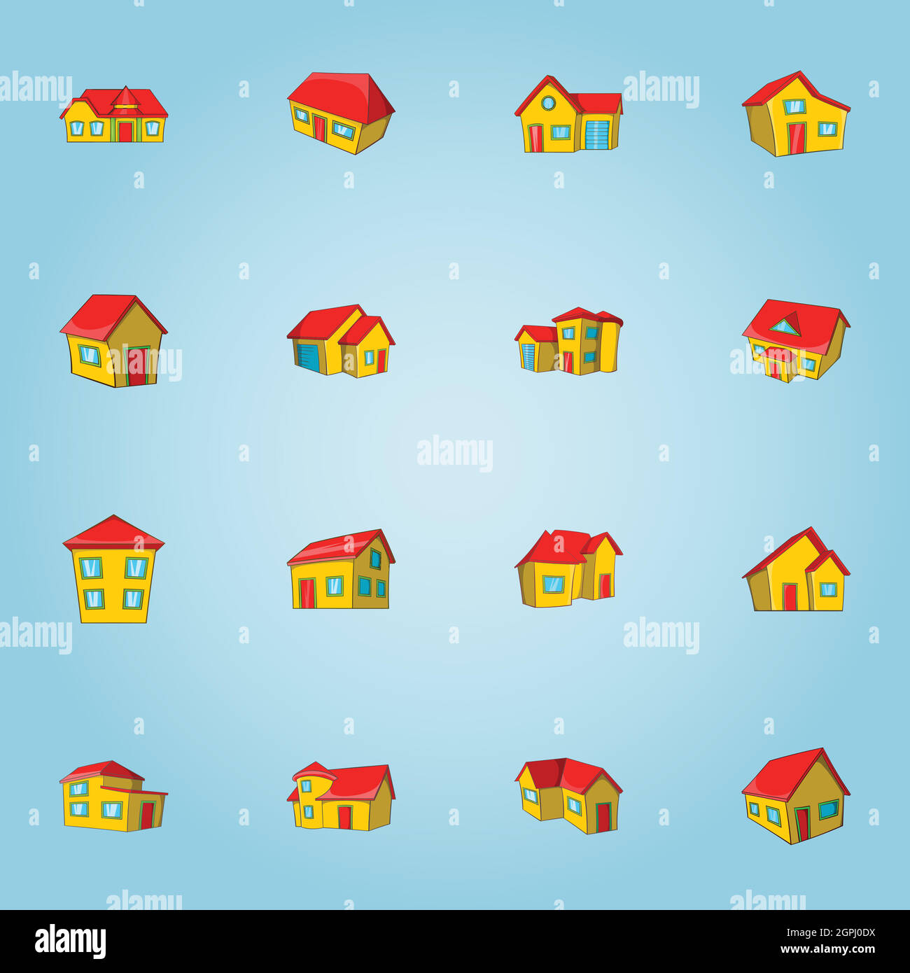 Haus Symbole gesetzt, cartoon-Stil Stock Vektor