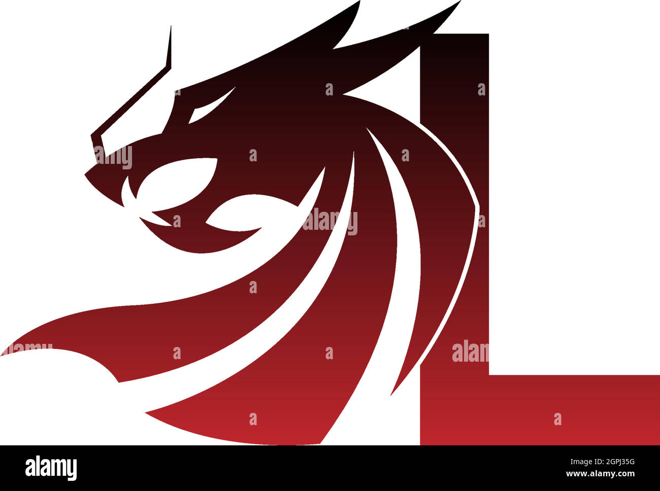 L-Logo-Symbol mit Drachen-Design-Vektor Stock Vektor