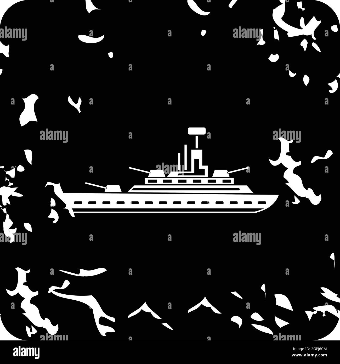 Kriegsschiff-Symbol, Grunge-Stil Stock Vektor