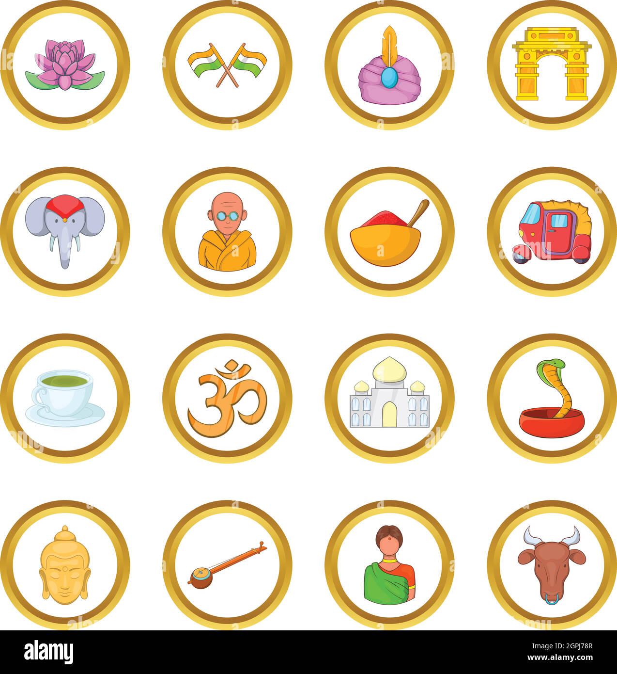 Indien-Vektor-Set, Cartoon-Stil Stock Vektor