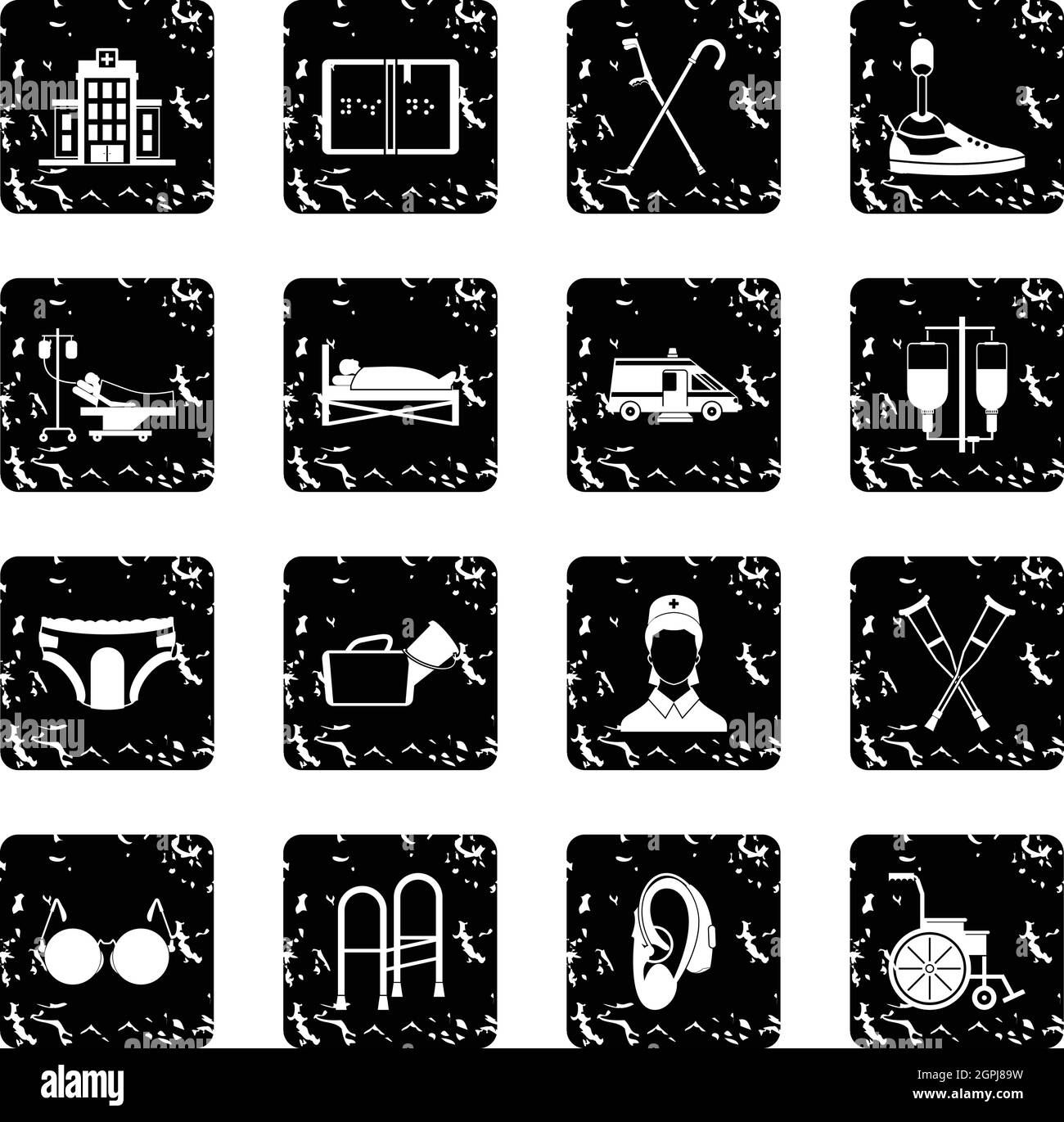 Behinderte Menschen Pflege Set, einfachen Stil Stock Vektor