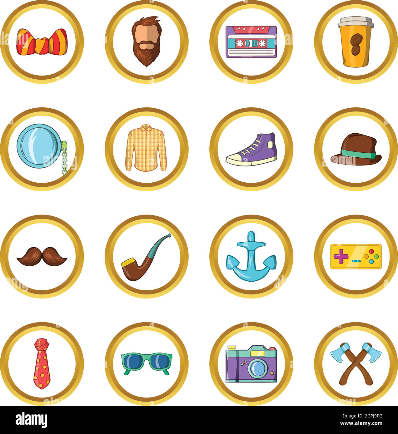 Hipster-Vektor-Set, Cartoon-Stil Stock Vektor