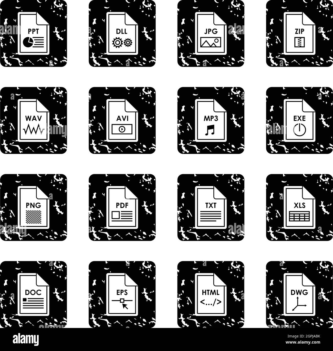 Datei-Format stellen Icons, Grunge-Stil Stock Vektor