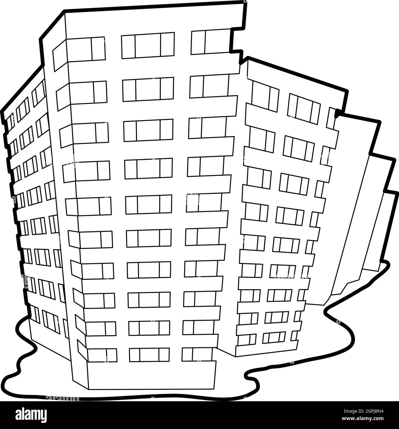 Gebäude-Symbol, Umriss-Stil Stock Vektor