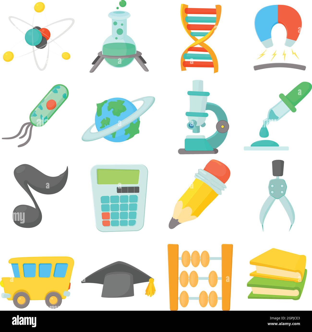 Wissenschaft Bildung Icons Set, Cartoon-Stil Stock Vektor