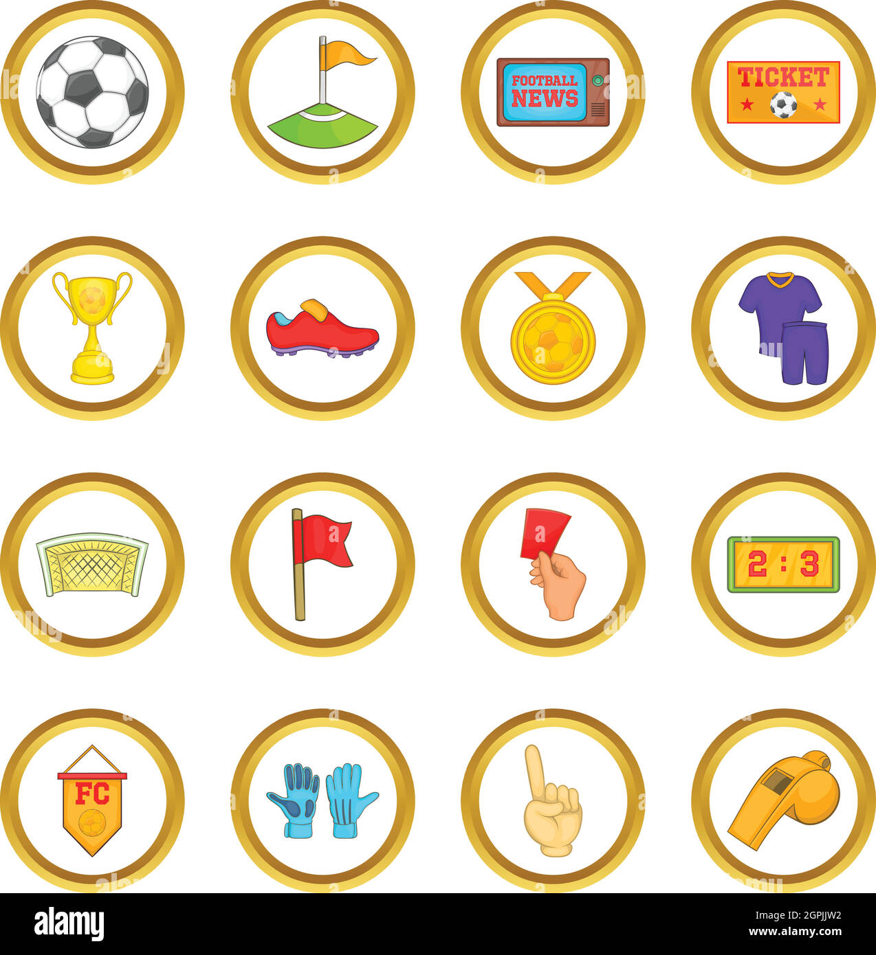 Fußball-Vektor-Set, Cartoon-Stil Stock Vektor