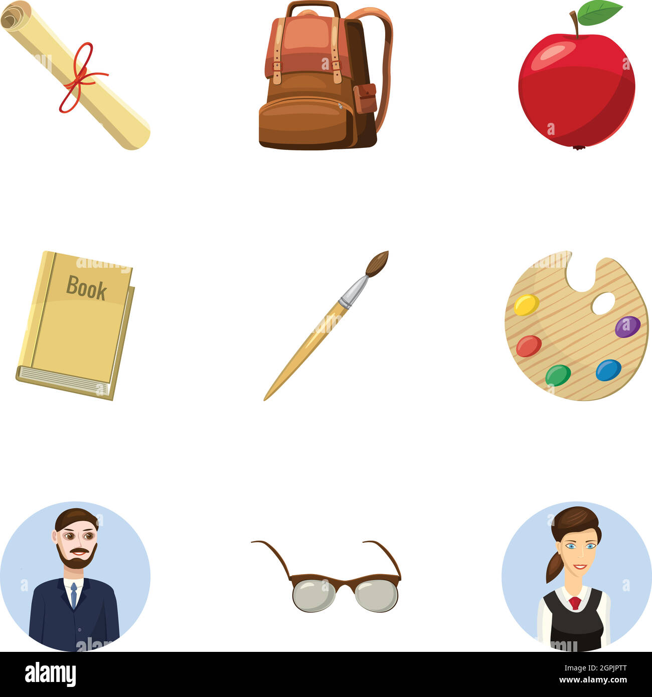 Kinder Bildung Symbole setzen, Cartoon-Stil Stock Vektor