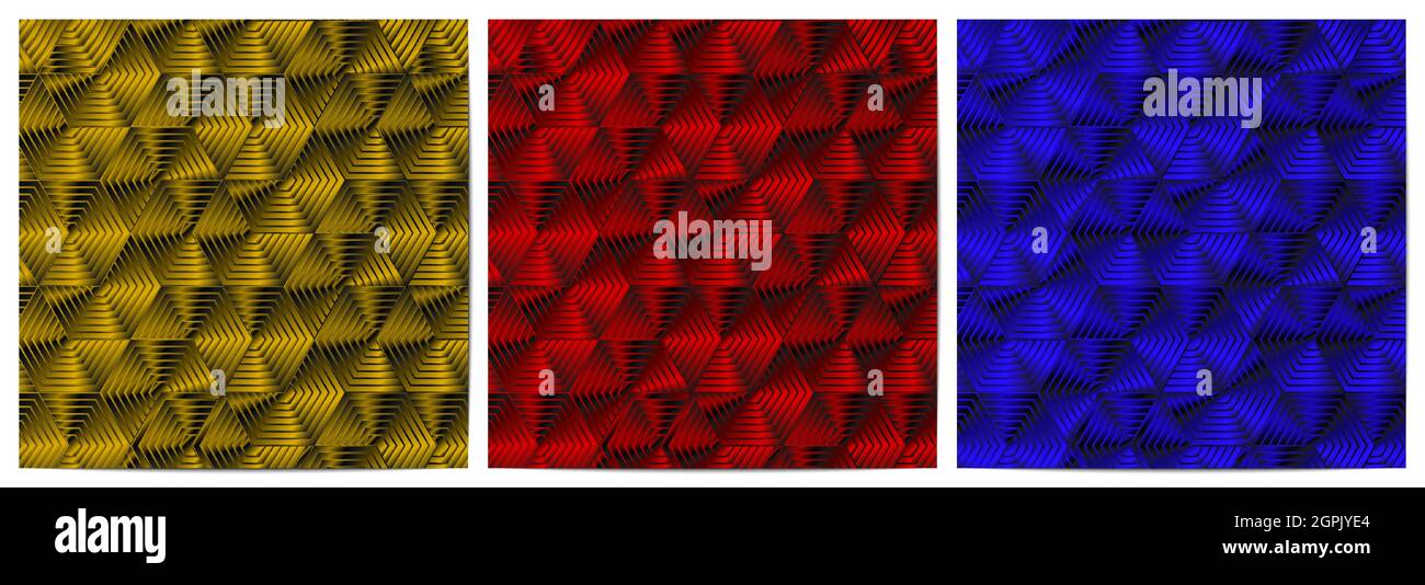 Set von abstrakten geometrischen Muster polygonale Form überlappenden Luxus mit Gold, rot und blau Hintergrund Stock Vektor