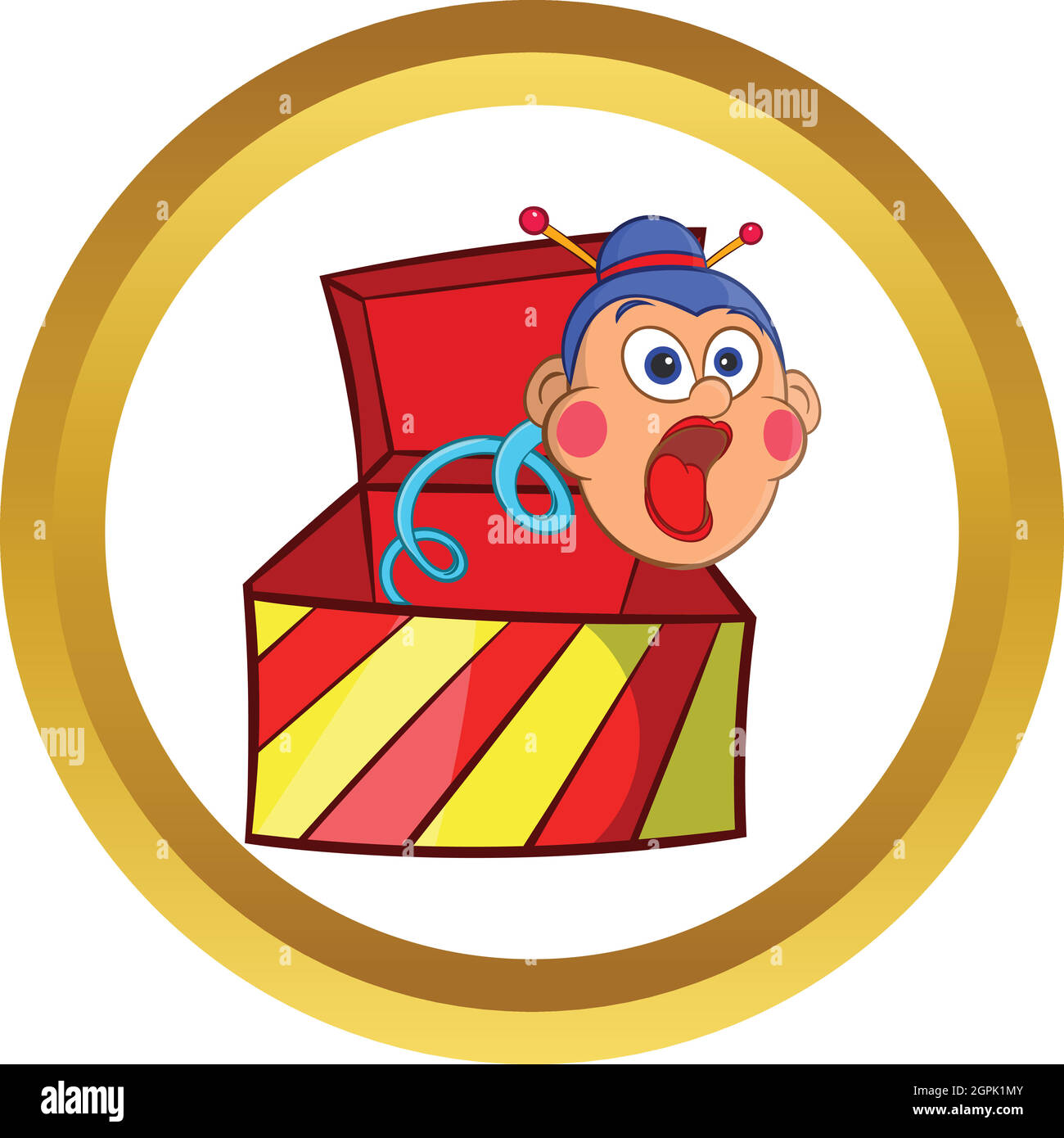 Kiste mit Spielzeug Vektor Icon, Cartoon-Stil springen Stock Vektor