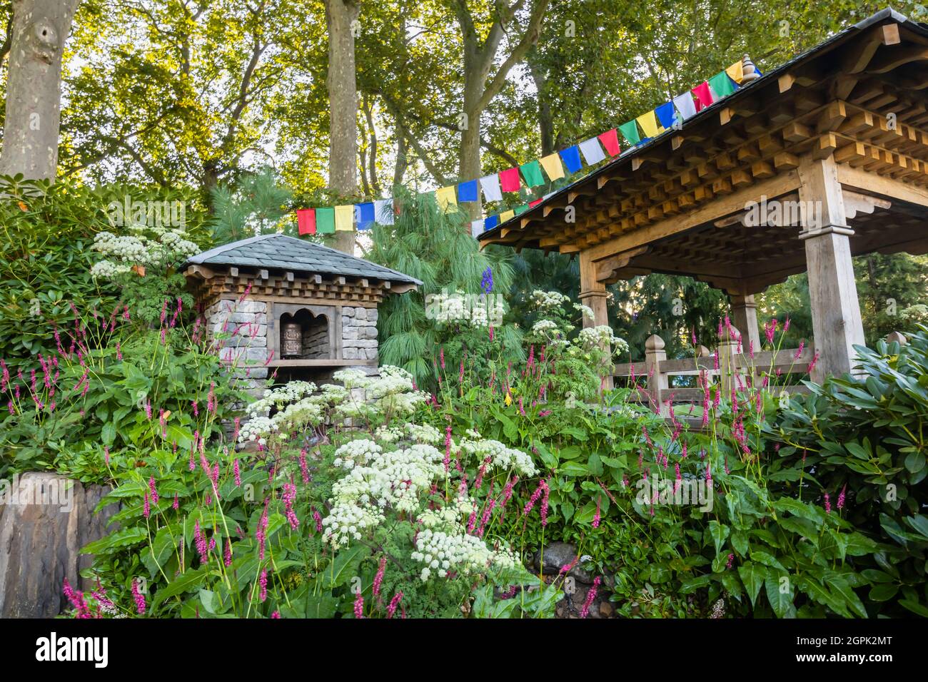 Der Garten zum 50. Geburtstag von Trailfinders, die RHS Chelsea Flower Show, fand im September 2021 auf dem Gelände des Royal Hospital Chelsea, London SW3, statt Stockfoto