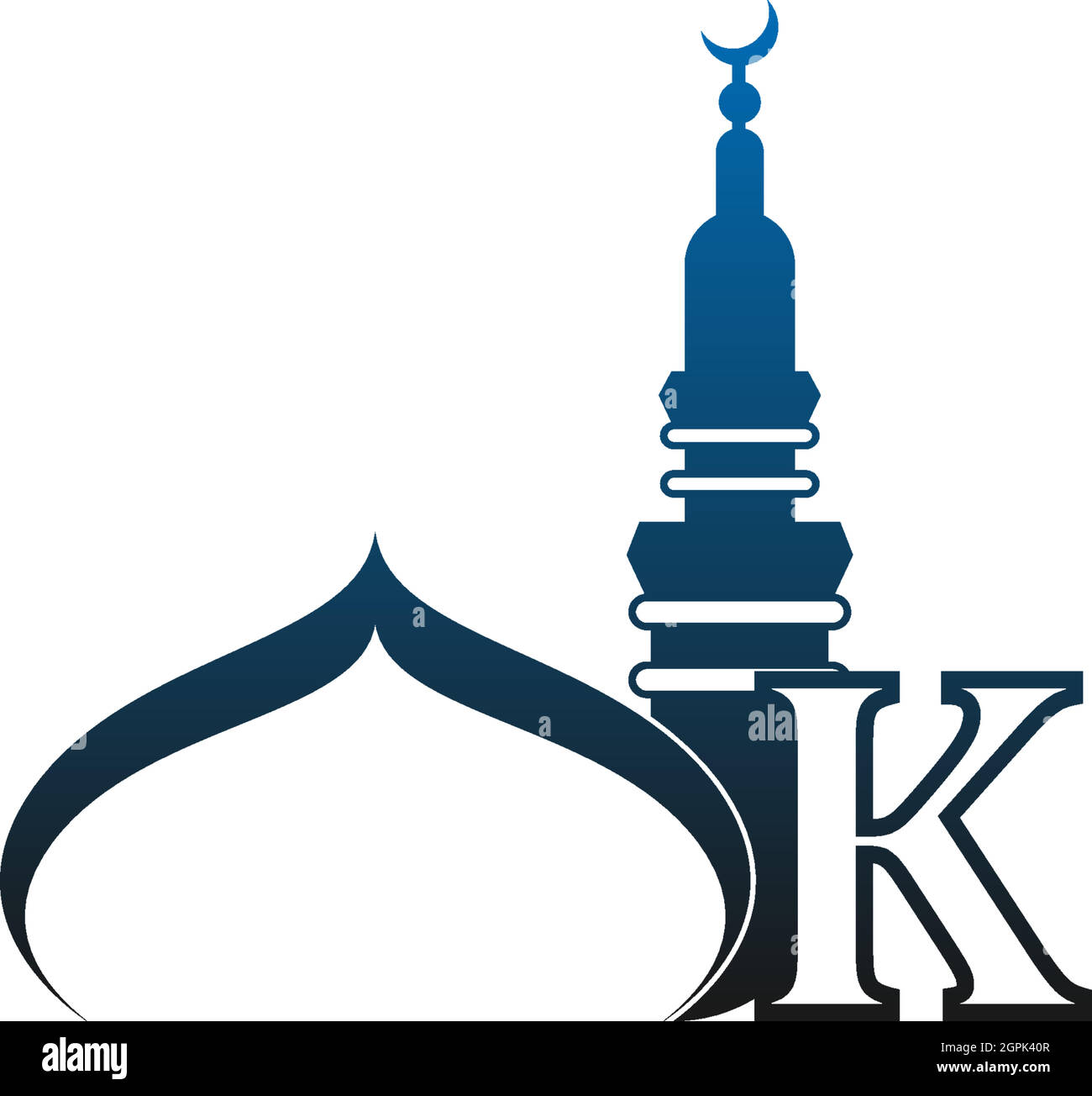 Buchstabe K-Logo-Symbol mit Moschee-Design-Illustration Stock Vektor