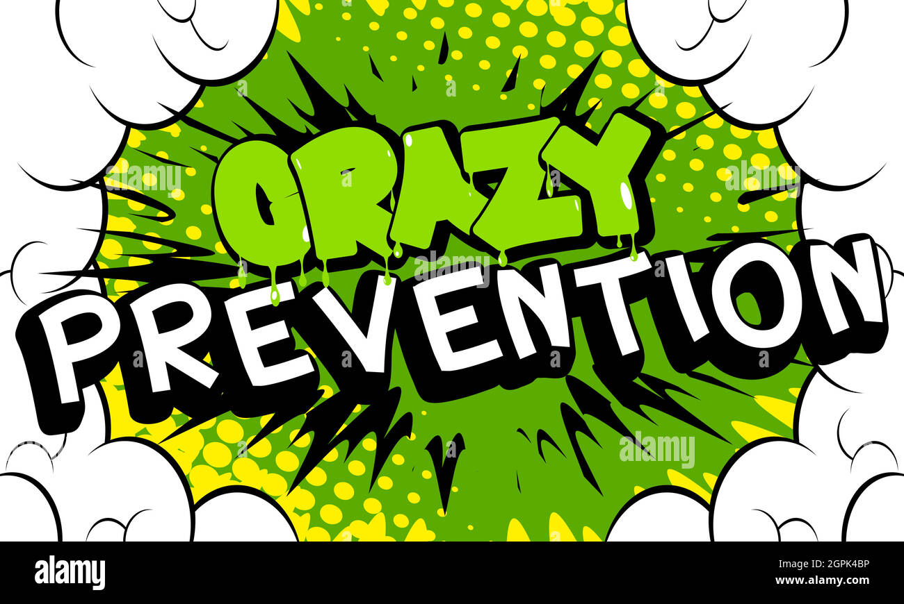 Crazy Prevention - Comic-Stil Text. Stock Vektor