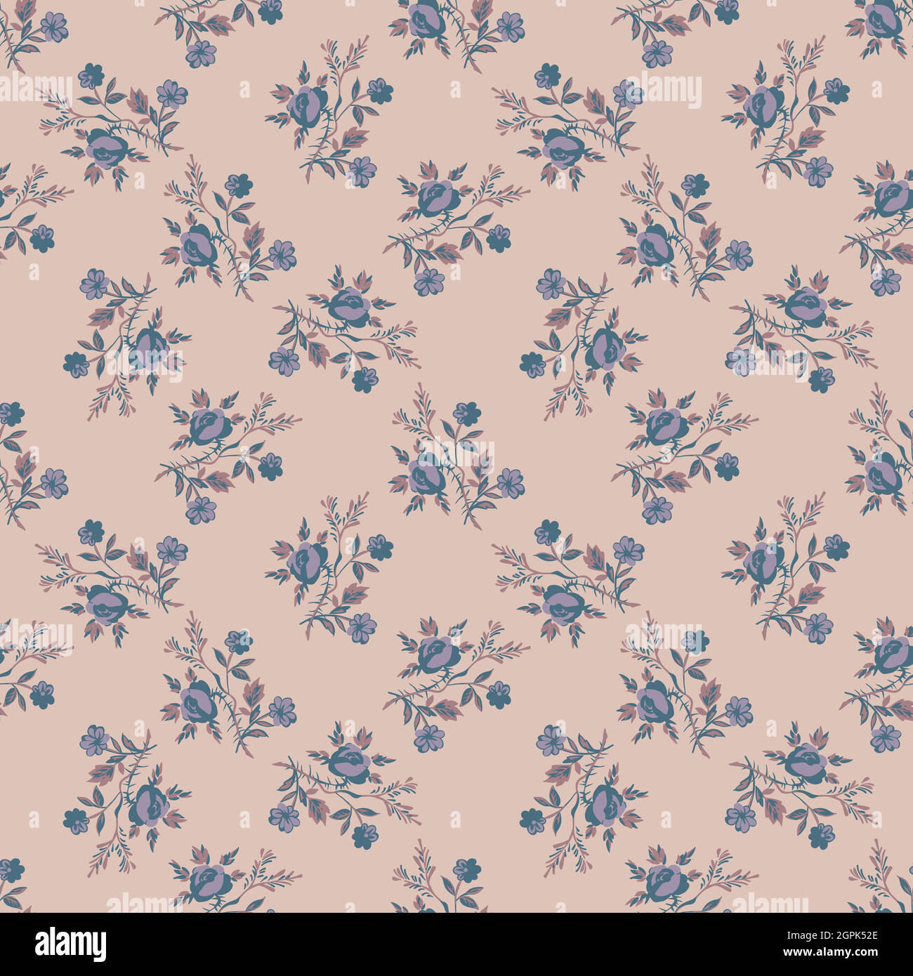 Handgezeichnete Blumen Rosen Bouquet, Blätter nahtlose Muster abstrakten Hintergrund Tapete. Linienkunst botanische Illustration. Florale Wandkunst Vektor-Illustration in trendigen Farben pastellrosa Grafik-Design Stock Vektor