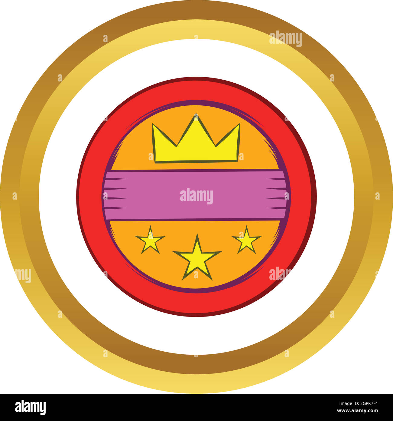 Runde Plakette mit Krone und Sterne Vektor icon Stock Vektor
