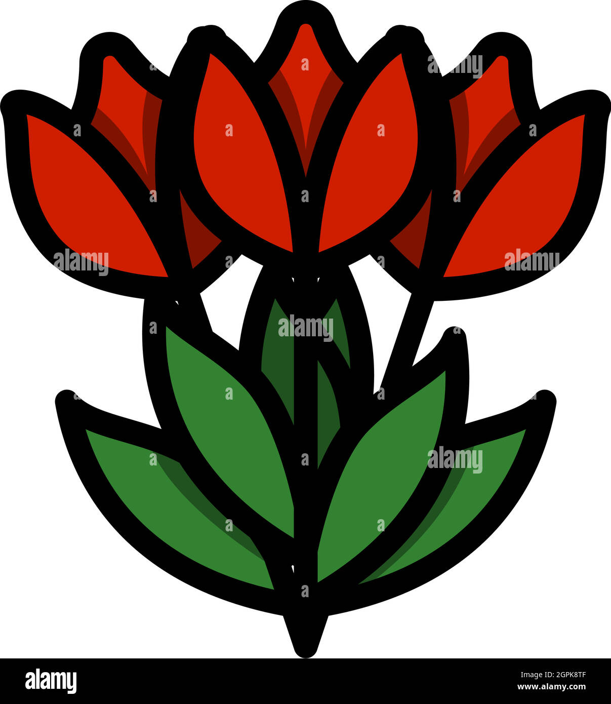 Tulpen-Blumenstrauß-Ikone Mit Schleife Stock Vektor