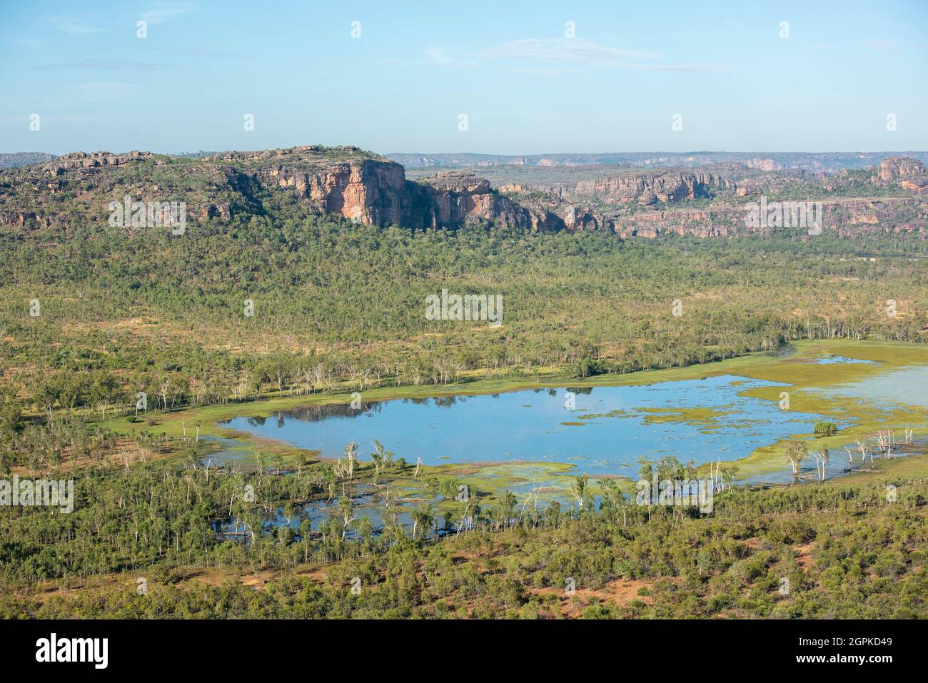 Kakadu National Park, Northern Territory, Australien. Luftaufnahme des Arnham-Landes und des östlichen Alligator-Flusses. Stockfoto