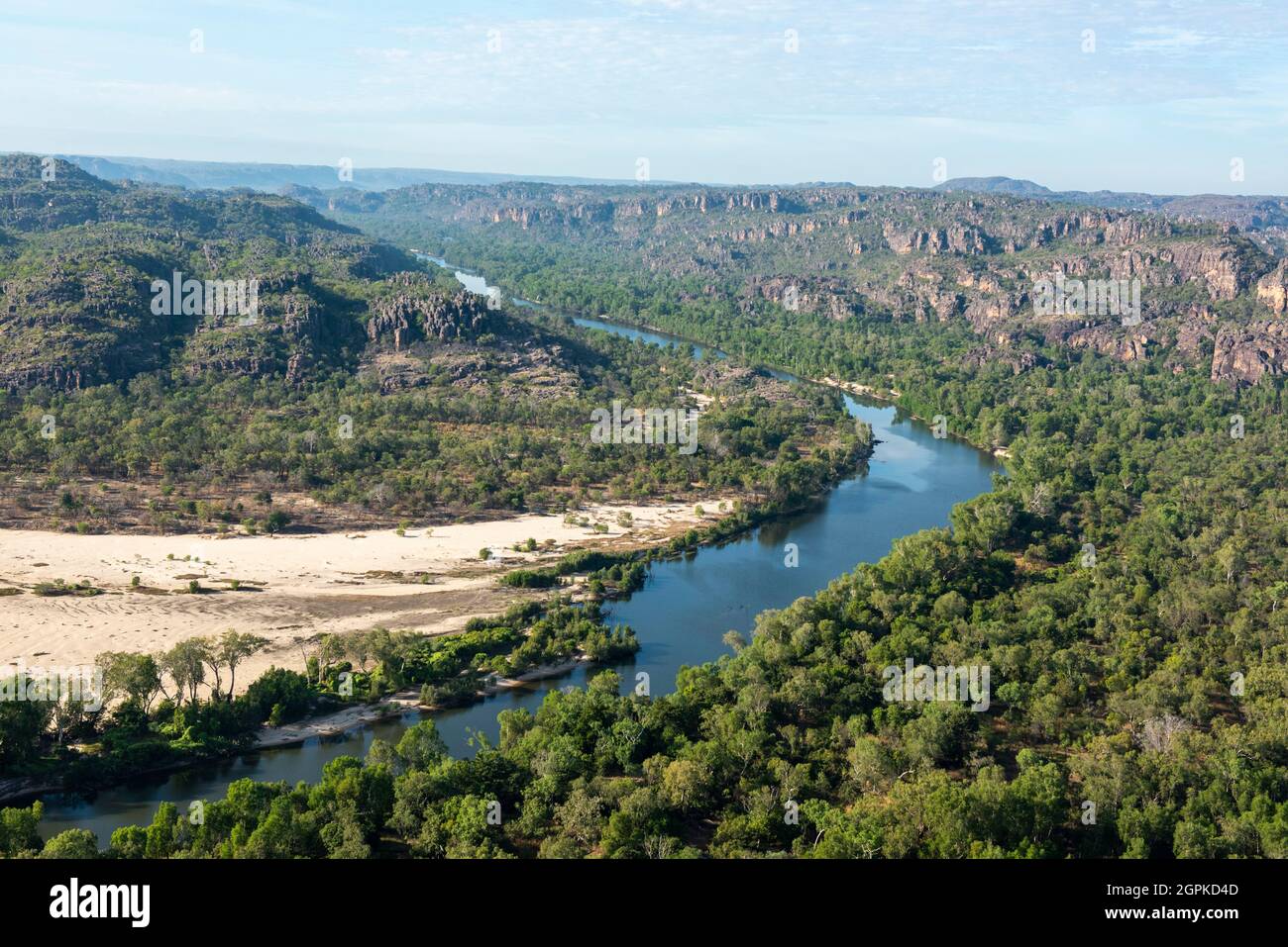 Kakadu National Park, Northern Territory, Australien. Luftaufnahme des Arnham-Landes und des östlichen Alligator-Flusses. Stockfoto