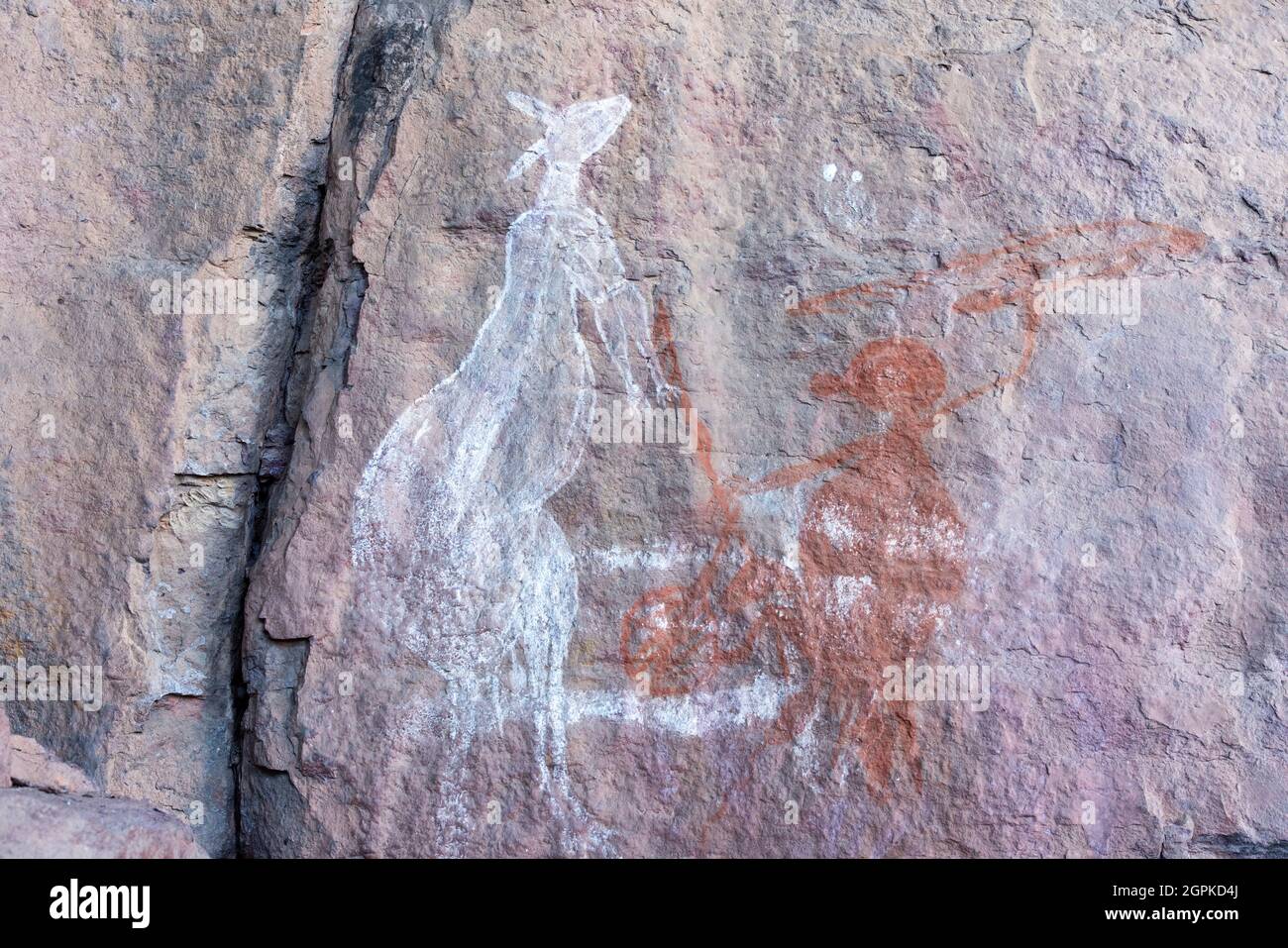 Höhlenmalereien der Aborigines und Felszeichnungen im Kakadu National Park, Northern Territory, Australien. Stockfoto