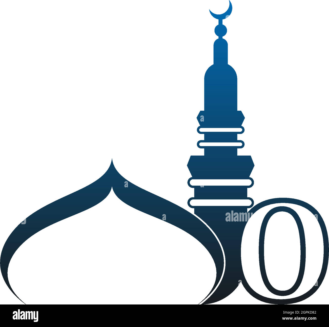 Buchstabe O-Logo-Symbol mit Moschee-Design-Illustration Stock Vektor