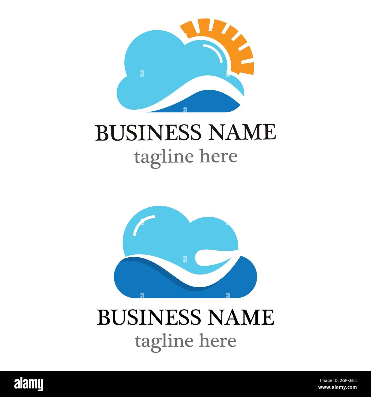 Design der Symbole für Vektorgrafiken mit Cloud-Logo Stockfoto