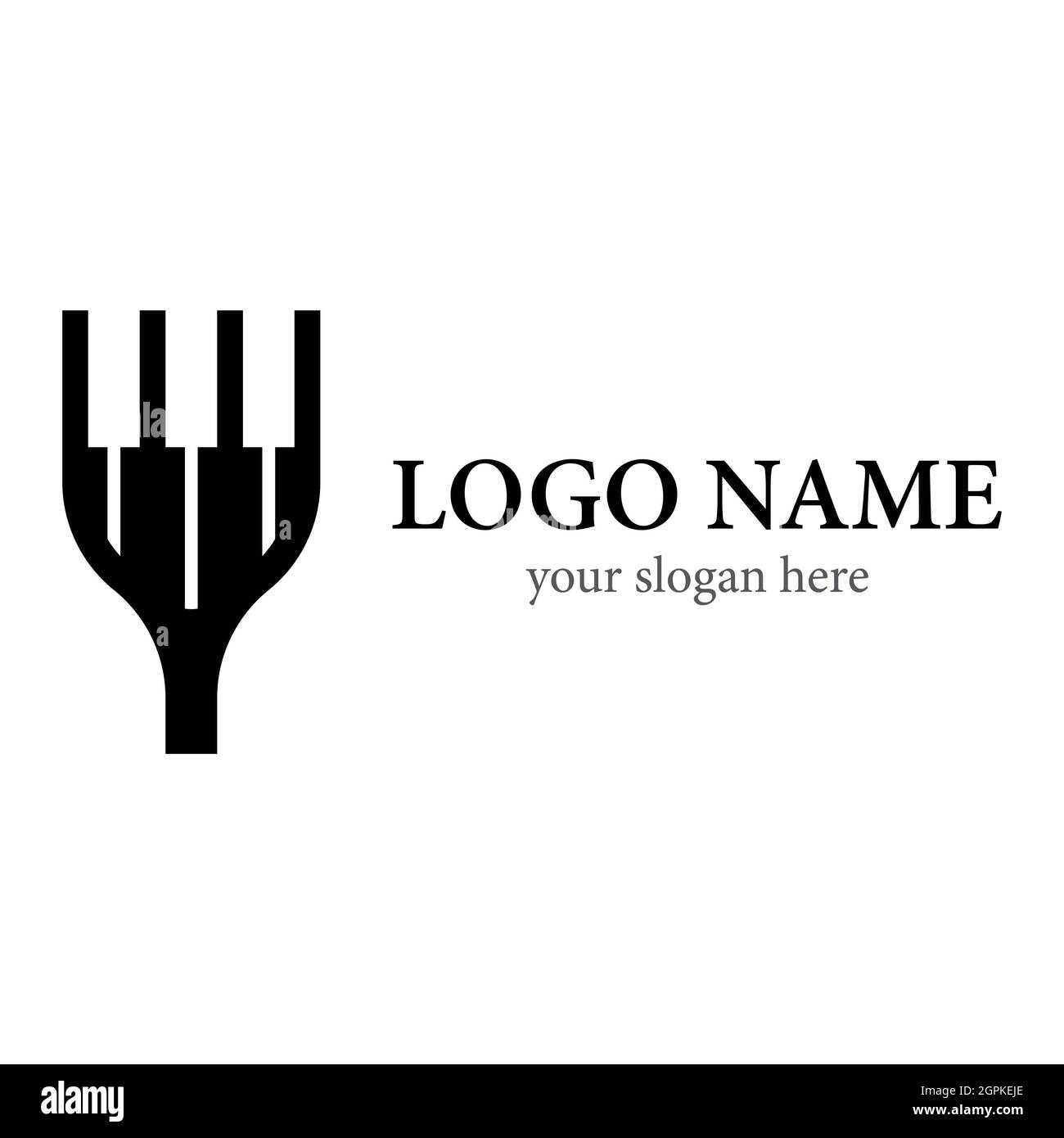 Piano Gabel Logo Vorlage Vektor Symbol Design Stockfoto