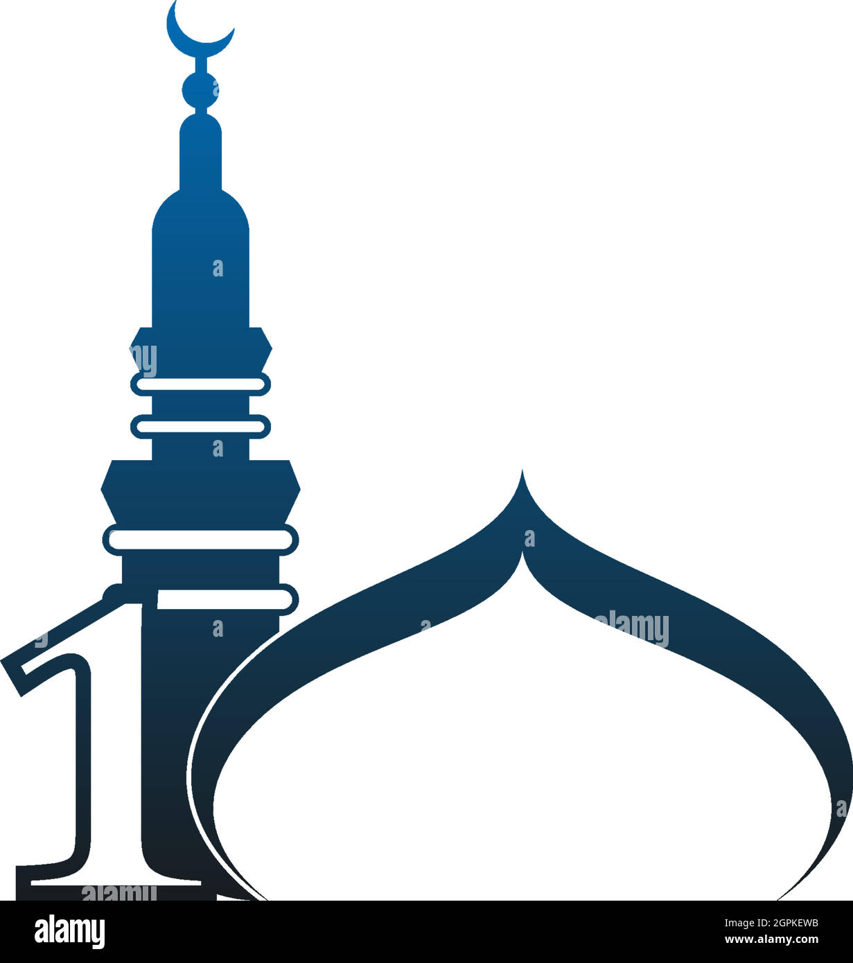 Nummer 1 Logo-Ikone mit Moschee-Design-Illustration Stock Vektor