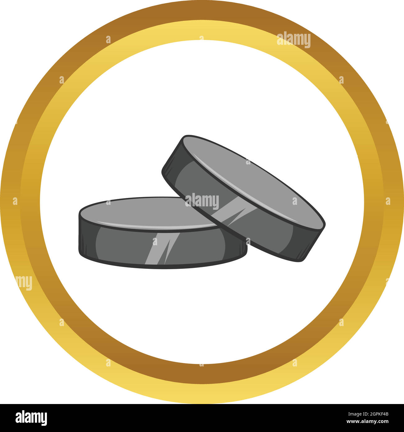Zwei Hockeypucks Vektor-Cartoon-Stil-Ikone Stock Vektor
