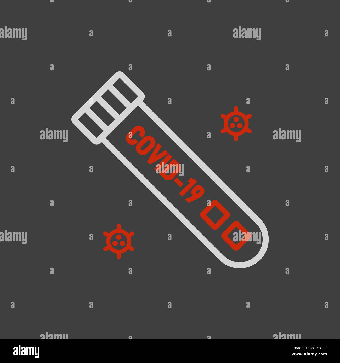 Symbol für Vektorgrafiken der Röntgenröhre des Coronavirus-Bluttests Stock Vektor