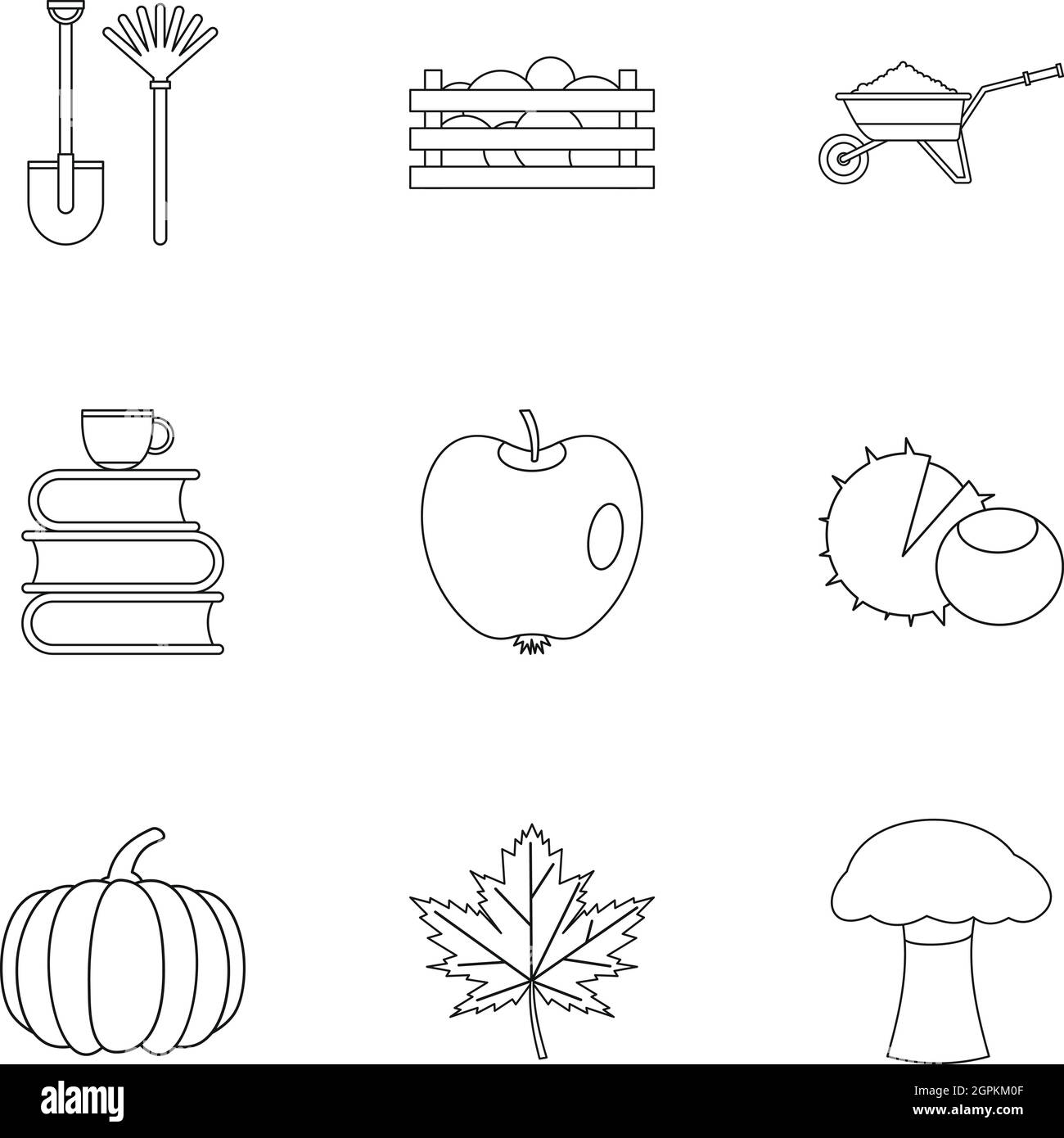 Saison Herbst Symbole Jahresserie, Umriss-Stil Stock Vektor