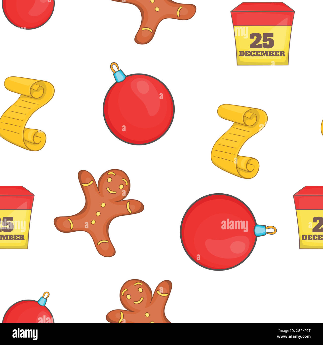 Weihnachtsmuster, Cartoon-Stil Stock Vektor